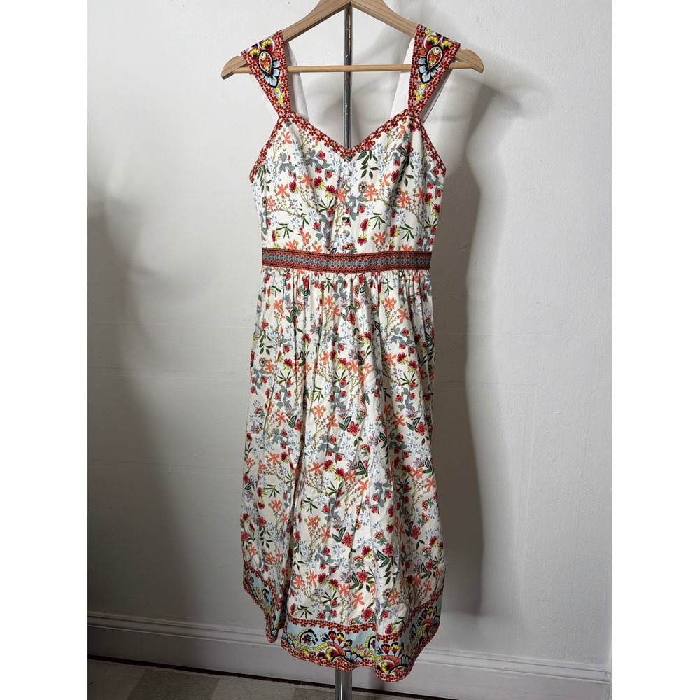 Alice + Olivia Portia Sweetheart Neck Floral Stretch Cotton Midi Dress - Picture 2 of 7